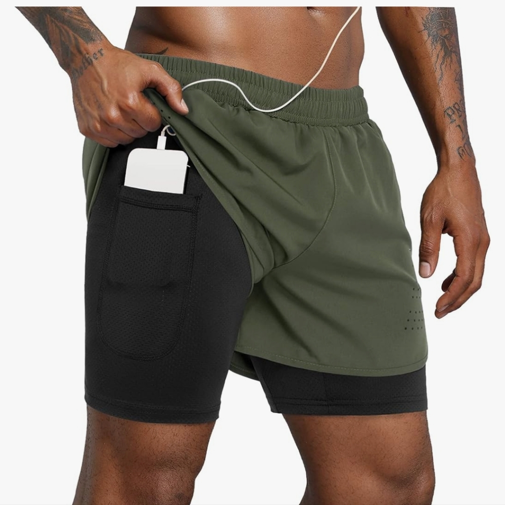 Running Shorts For Men With Liner Mens 2 In 1 Workout Athletic Yoga Shorts, Xl